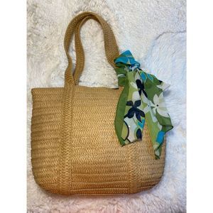 Draper James Tan Woven Bag with Scarf
